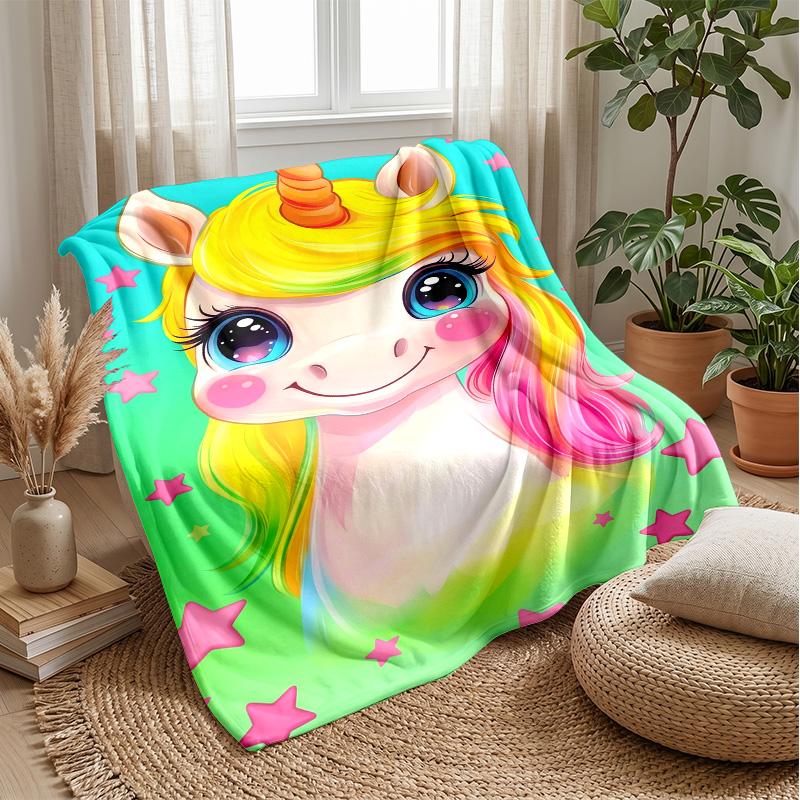 

Cosmic unicorn blanket Personalized Name Flannel Blanket Soft Cozy Plush Throw for Sofa Bed Lightweight Home Decor 75x90cm