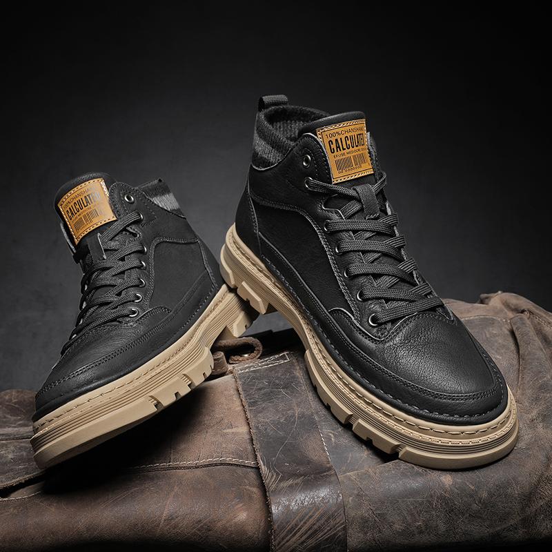 

Fashionable and Comfortable Breathable Outsole Shoes 2024 Autumn New Men Casual Shoes Outdoor Non-slip Wear-resistant Mens Boots 44 темного кольору хакі