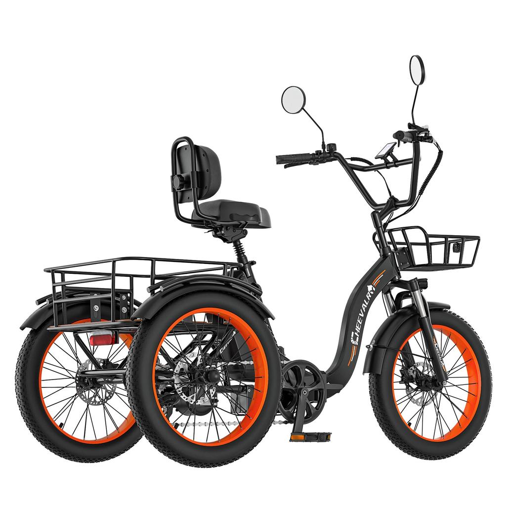 Cheevalry CF750 Freight Electric Tricycle 750W Motor 48V20AH Battery 20 Inch Freight Tires 130KG Load 25KM/H Speed Folding  E-Bike