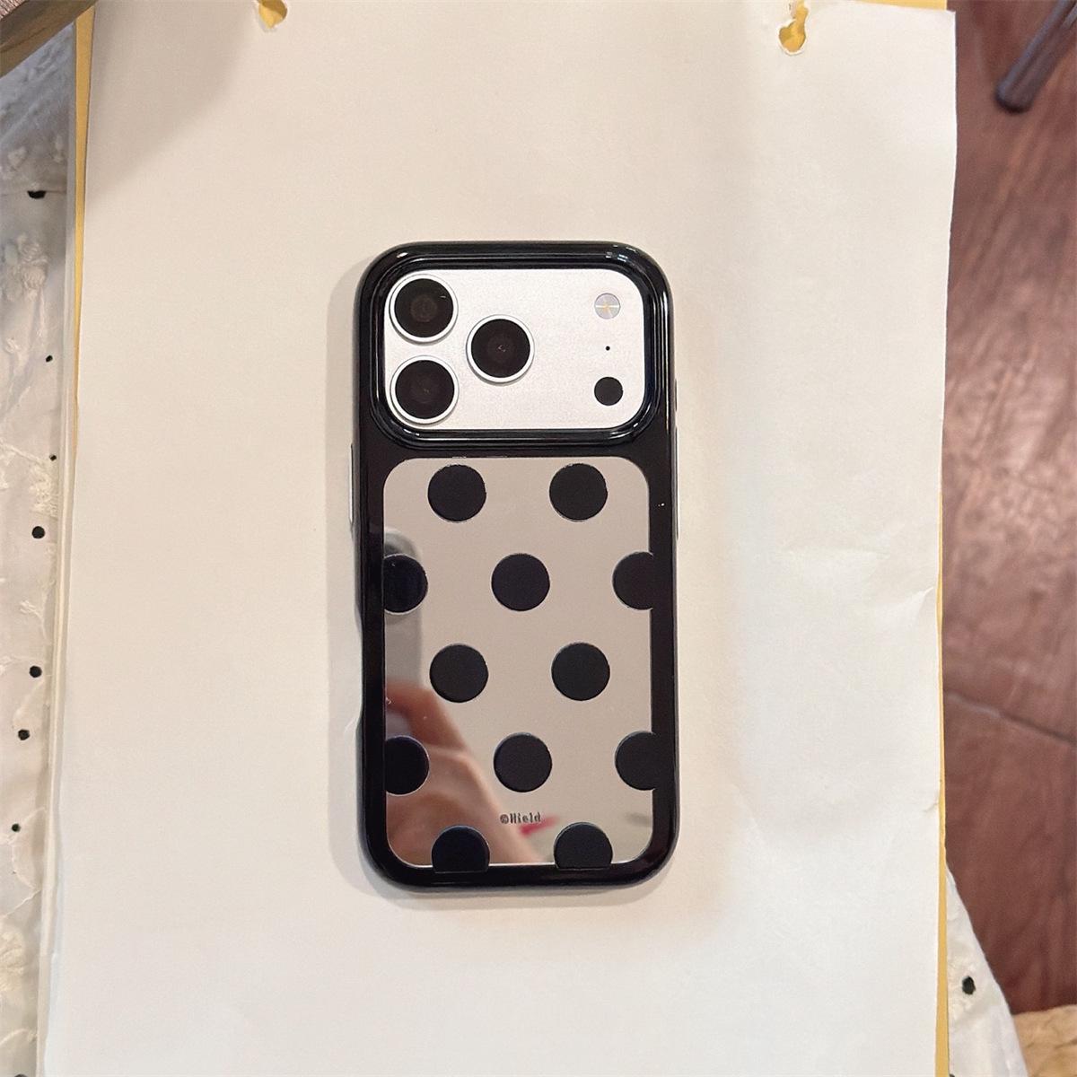 

iPhone 14/13 Round Edge Mirror Dot Case, 17/16/15 Pro Max Compatible, Anti-Fall Protection iPhone 13
