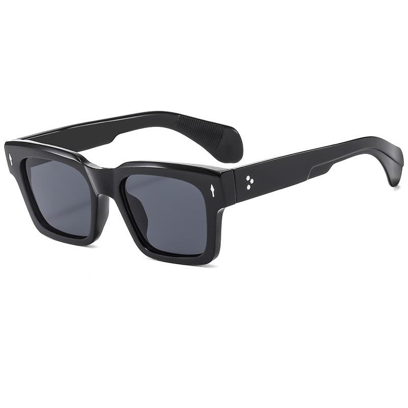 Retro Square Sunglasses For Men Women With Polarized Effect And Geometric Design BlackFrameGrayLens