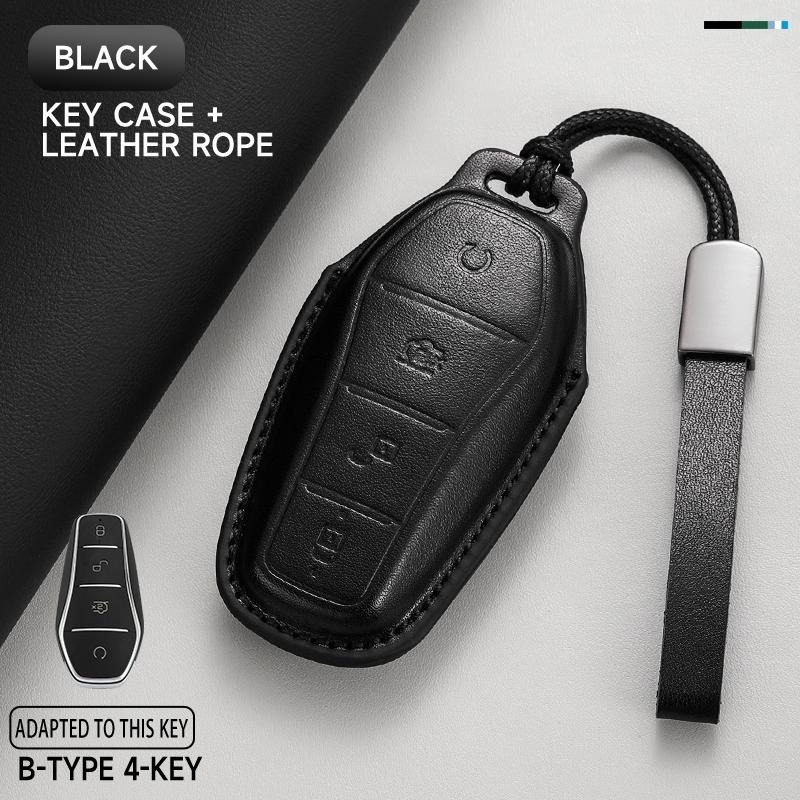 Leather Car Key Cover Case Protection Shell Keychain for BYD Tang EV600 Han EV Yuan ATTO 3 Song PLUS Pro MAX DMI Qin Dolphin