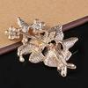 Brooch Pin Flower Shape Chic Decoration Alloy Rhinestone Inlaid Flower Brooch Pin for Wedding