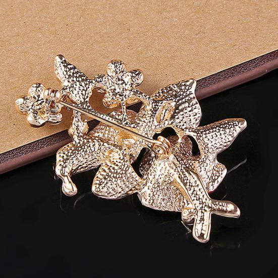 Brooch Pin Flower Shape Chic Decoration Alloy Rhinestone Inlaid Flower Brooch Pin for Wedding