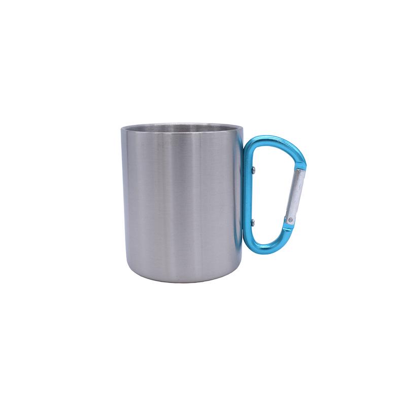 Camping Stainless Steel Carabiner Coffee Cup - Portable, Double-Layer, Available In Large and Small Sizes for Outdoor Sports
