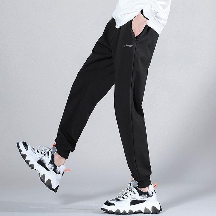Li Ning Tapered Running Knit Sports Pants Men Bottoms Standard-Black AKLRB85-1