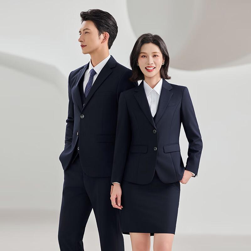 Teluoman Unisex Navy Blue Business Suit Set 32