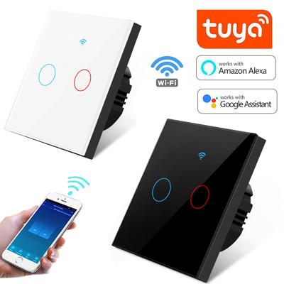 Smart Wifi Touch Switch No Neutral Wire Required Smart Home 1/2/3 Gang Light Switch 220V  EU Standard Support Alexa Tuya App Remote Control