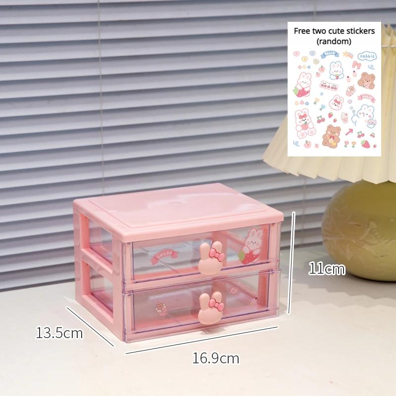 

Cute Stationery Storage Box Organizer Kawaii Drawer Type Desktop Hand Account Card Box Desk Small Objects Children s Mini Rack