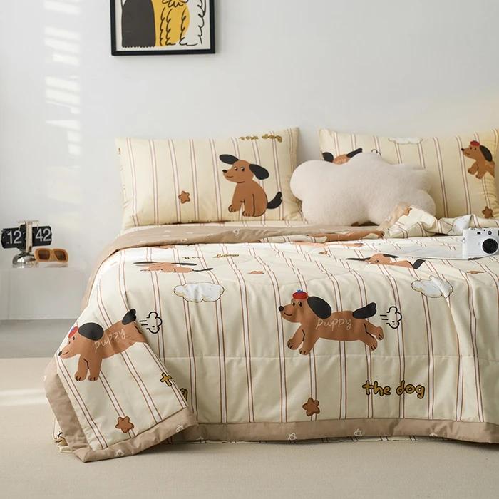Cotton summer quilt air conditioner Xia Liang quilt pure cotton bed sheet4-piece set dormitory single summer thin quilt washable 150x200cm 4pcs