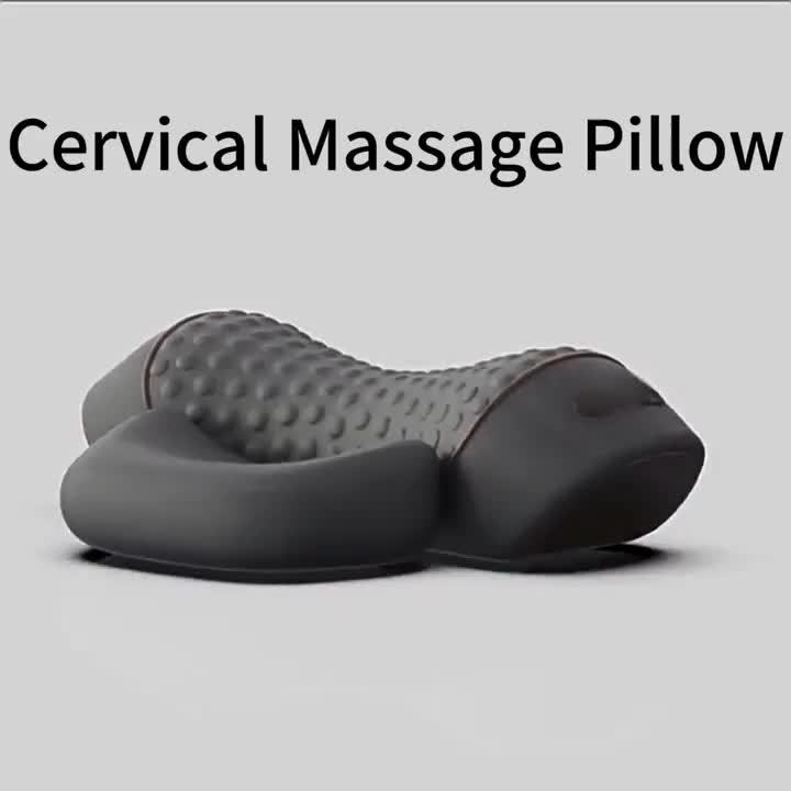 Heated Neck Pillow with 3 Vibration Massage Modes,Thermostatic Heating, Gray, Contoured Design for Optimal Comfort, Therapeutic Sleep Aid