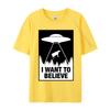 I Want To Believe Ufo Abducting A Cow Normal Fashionable Normal T Shirts Cotton Camisa Unisex Tees Print T Shirts
