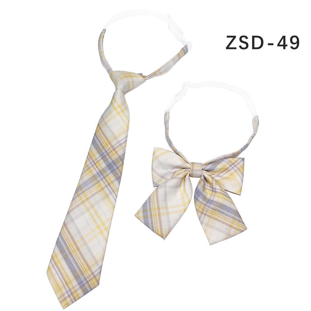 Unisex JK Collar Plaid Bowknot Flower Set - Polyester Cotton Student Uniform Accessory