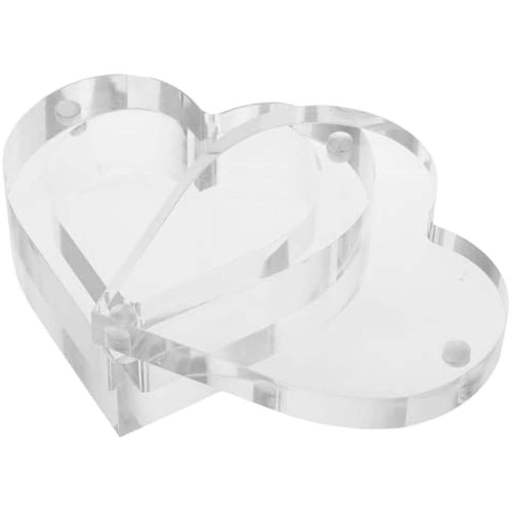 SOESFOUFU Clear Heart Ring Display Box Single Slot Ring Holder Small Jewelry Storage Case for Car...