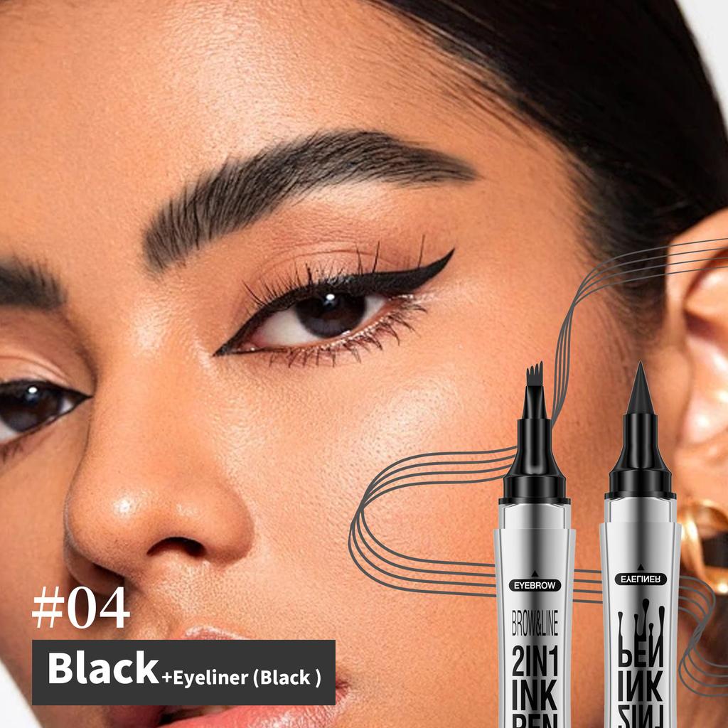 Double Head Four-Pronged Eyebrow Pencil + Eyeliner Quick-Drying Waterproof Eyebrow Pencil
