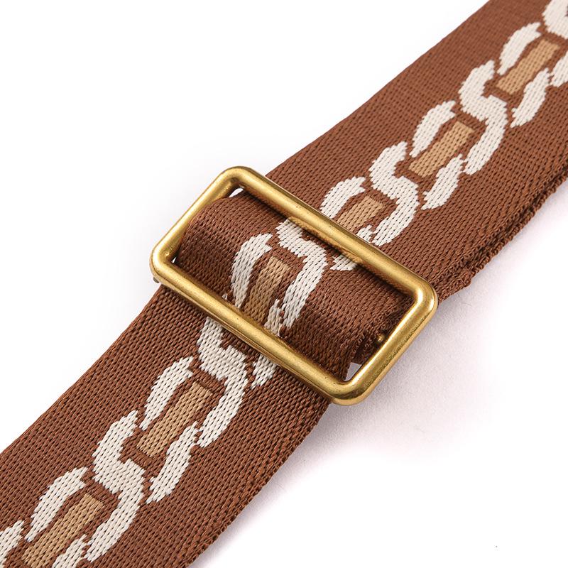 Ma Huang Shi Adjustable 4.5CM Wide Brown Vintage Chain Pattern Bag Strap MHS-F-49