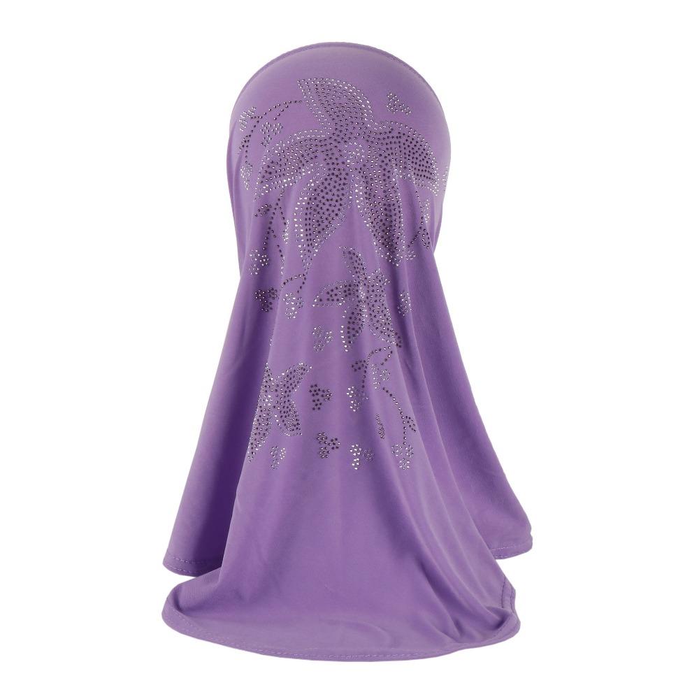 with Crystal Flower Pattern Muslim Headscarf Fit 2-6 Years Old Hat Scarves Islamic Scarf