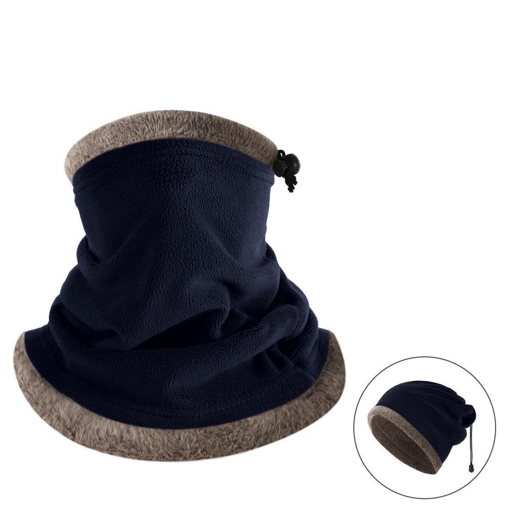 Winter Fleece Snood Hat: Multifunctional Windproof Neck Warmer & Cycling Face Mask with Adjustable Drawstring.