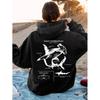 2025 Multi-color Shark Print Women's Hooded Sweatshirt