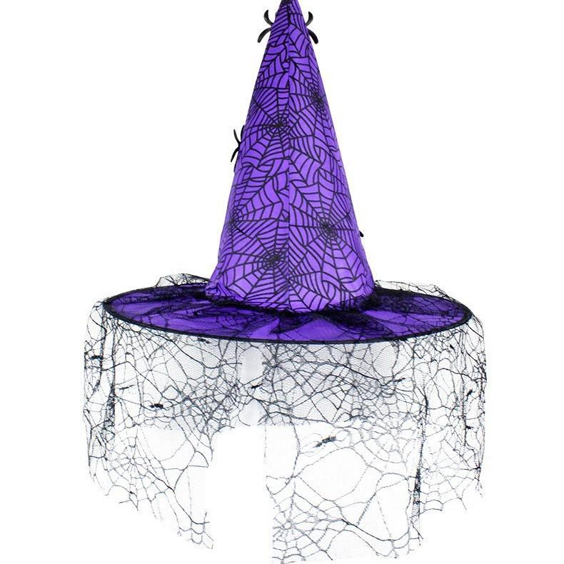 Light-Up Spiderweb Witch Hat Halloween Decoration