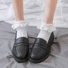 Damen Socken Lolita Stil Japanisch Kawaii Niedlich Rüschen Socken Einfarbig Weiß Schwarz Netzspitze Mädchen Süße Harajuku Kurze Socken