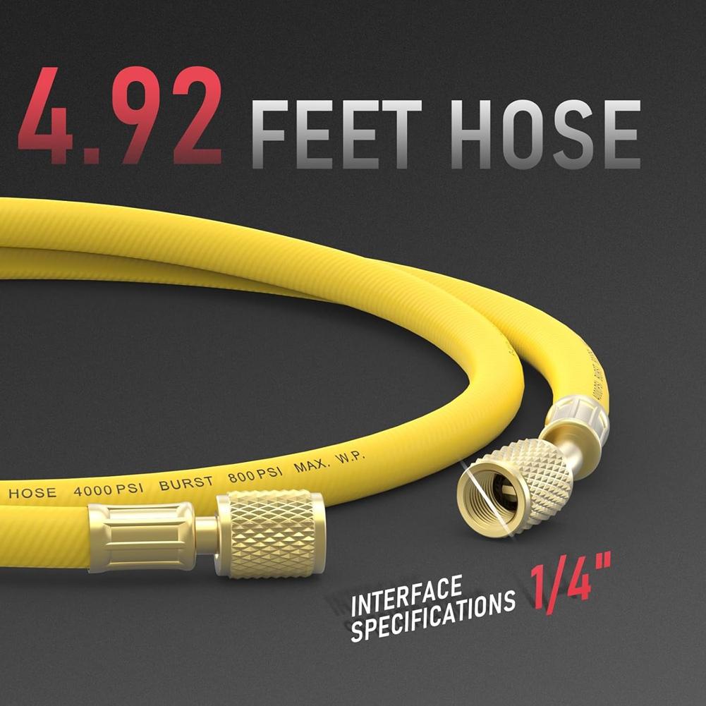 BHBL Nitrogen Regulator+Hose,0-800 PSI and 0-4000PSI Output Pressure,CGA580 Inlet Connection and 1/4in Male Flare Fitting