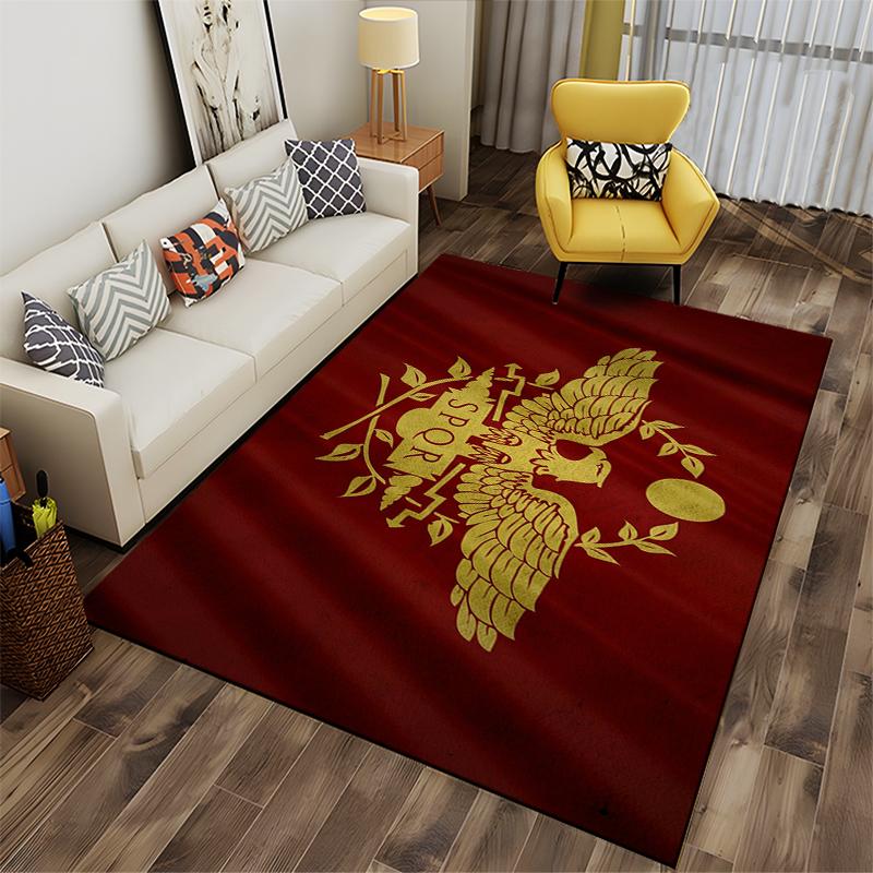 Roman SPQR Eagle Emblem Rug Non-slip Rug Suitable for Living Room and Bedroom Sofas.