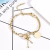 Women's Titanium Steel K Gold Korean Smiley Face Bracelet Bangle