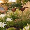 Decorative Ground Stakes 3PCS Rusty Metal Bird Stake, Cute Birds Sculpture, Animals Easy Insert Garden Stake for Outdoor Yard Decor, Gifts Friends and