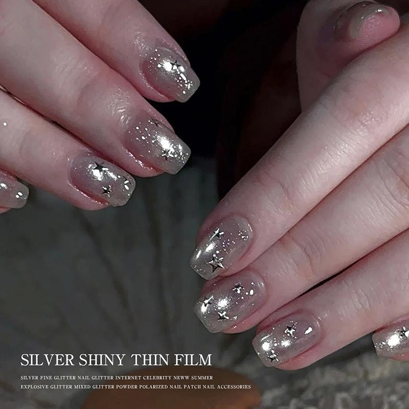 1 Jar Shiny Silver Sequins Mix Shapes Starlight Love Star Slice Decals Manicure Paillette Charms Nail Art Stickers