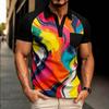 Fashionable 3D Digital Printing Comfortable Men's Summer Polo Shirts Short Sleeve Soft Cotton Blend Casual Work