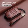 Leather Car Key Case Cover Shell For Honda Accord Civic City Fit Hr-V Xr-V Folding Car Remote Protector Shell Holder Accessories