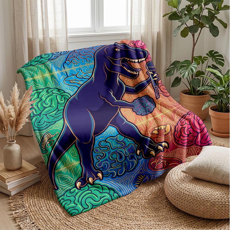 

Dinosaur Kingdom Adventure blanket Personalized Name Flannel Blanket Soft Cozy Plush Throw for Sofa Bed Lightweight Home Decor 75x90cm