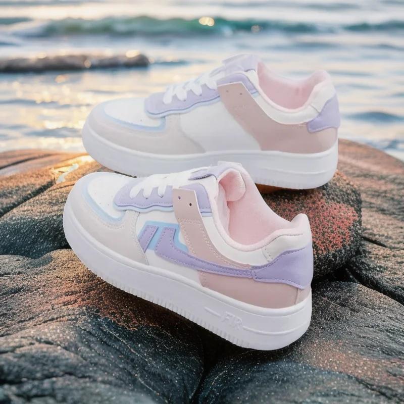 Moda Primavera Otoño Nuevo Casual Cómodo Punta Redonda Suela Gruesa Transpirables Zapatillas Deportivas con Letras Aleatorias en la Parte Superior