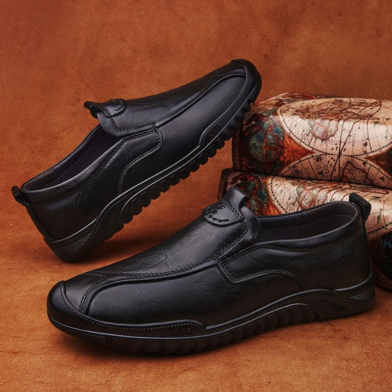 Classic Brand Men's Genuine Leather Casual Shoes Winter Velvet Cotton Shoes Outdoor Hiking Men's Oxford Shoes Anti Slip