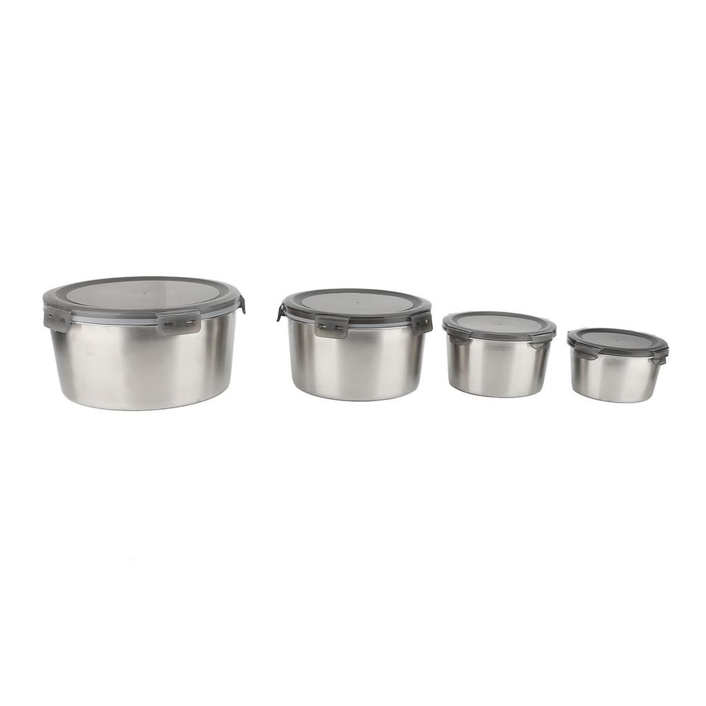 4Pcs Food Container with Lids Leakproof Reusable 304 Stainless Steel Food Storage Container for Lunc