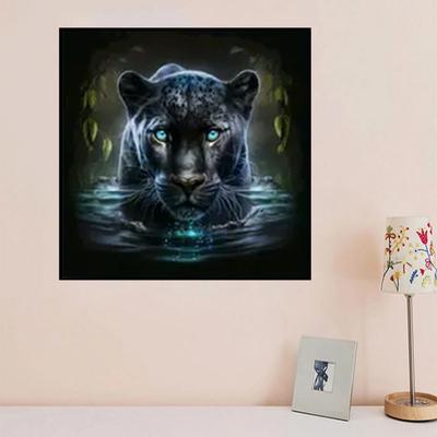 DIY-Diamantgemälde „Ferocious Black Panther“, Kreuzstich-Set, Mosaik-Kunst, Diamantgemälde, voller Kreis/Quadrat, Diamant-Heimdekoration