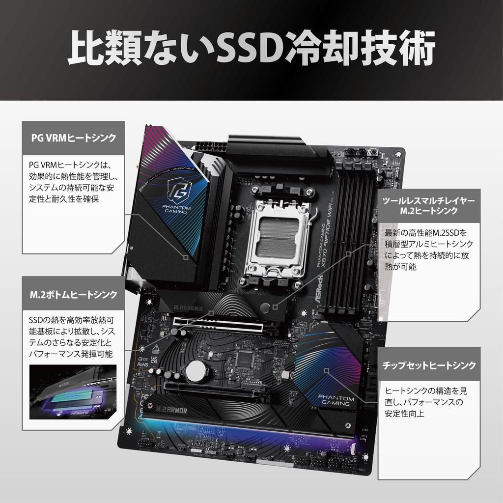 ASRock X870 Riptide WiFi Motherboard, Compatible with AMD Ryzen 9000 Series CPUs (Socket AM5), X870 Chipset, ATX Motherboard [Authorized Domestic