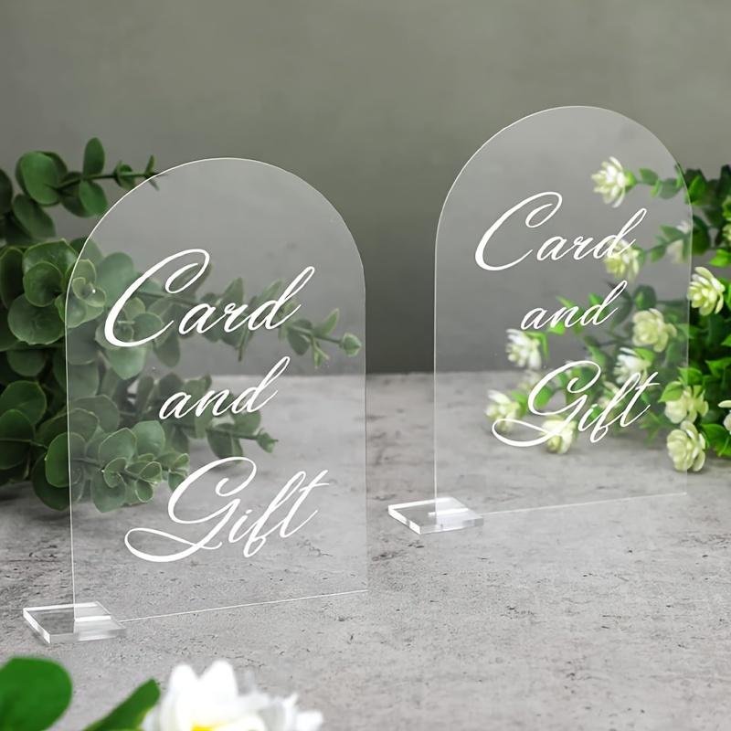 1Set (5Pcs) Reusable Acrylic Wedding Place Cards - Blank with Stands, Ideal for Seating & Banquet Tables