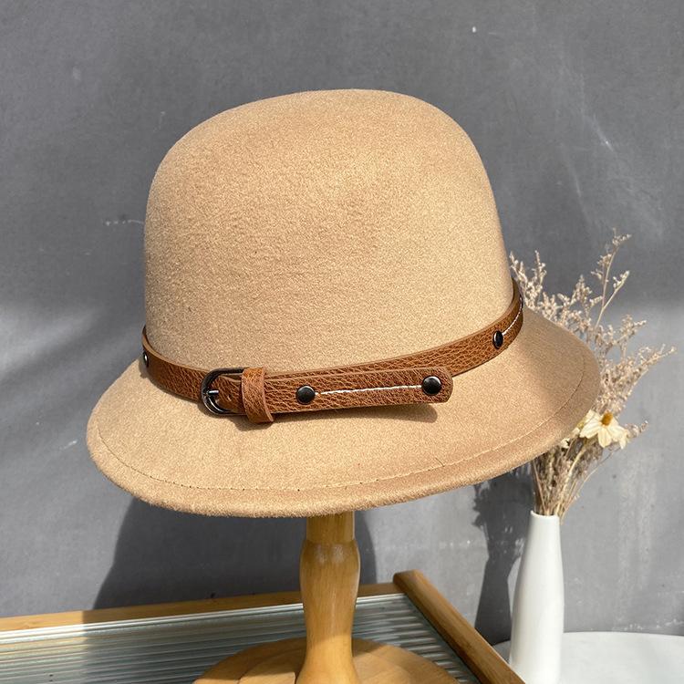 2023 Autumn And Winter New Bucket Basin Of Bowknot Wool Hat Female Warm Fashion Female Warm French Retro Fedoras Hat