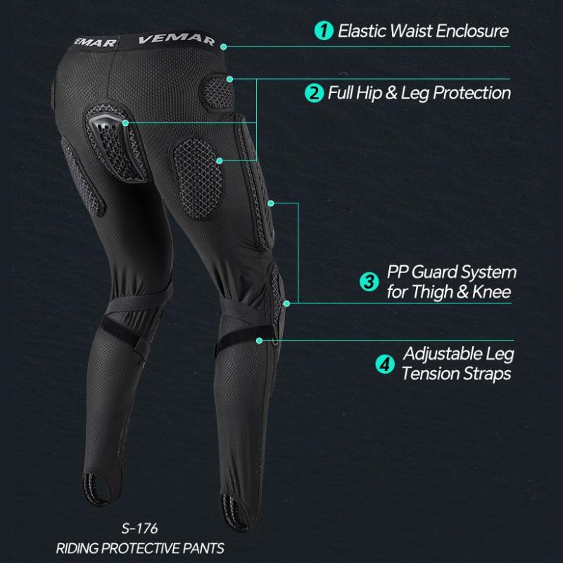 Summer Protective Motorcycle Pants Men - Armored Trousers Pants with Hip Knee Guards for Motocross, Sports Bike Riding Gear