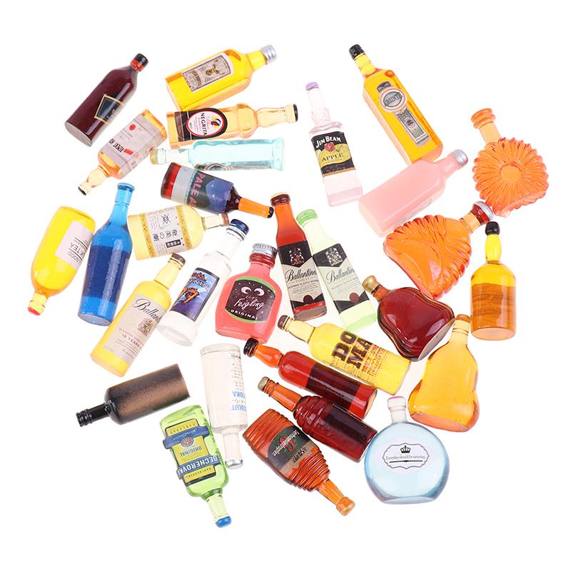 10Pcs 1:12 Dollhouse Miniature Resin Bottle Simulation Wine Bottle For Kids Toy
