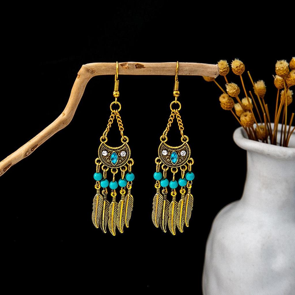 Vintage Ethnic Miao Silver Teardrop Tassel Earrings