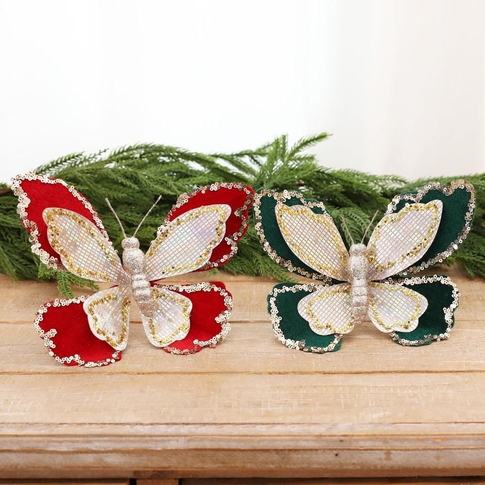 Double-Layered Christmas Butterflies Ornaments Christmas Tree Decoration New Year Celebration