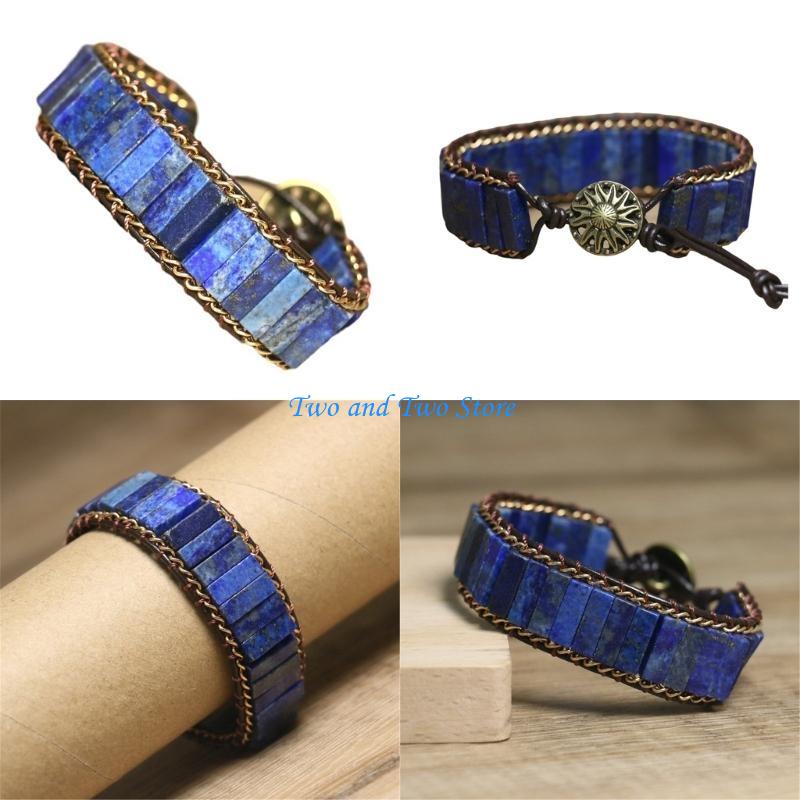 HX6F Stylish Lapis Lazuli Bracelet Crystal Beaded Bracelet Comfortable Adjustable Bracelet Woven Bracelet Wrist Jewelry CN