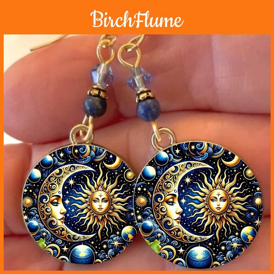 Ethereal Moon And Star Geometric Earrings Handmade For Women Summer Jewelry Accessory
