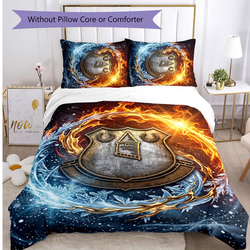 Set Lenzuola Everton Football Stampato 3 Pezzi, Comodo Set Copripiumino per Camera da Letto Amico della Pelle