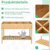 Fir Wood Raised Rectangular 8 Compartment Plant Stand Oak Tone