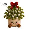 Festive Home Tabletop Decor Simulated Crochet Christmas Potted Decor, Knitted Mini Artificial Tree Flower Decorative Yarn Craft for Ornament,