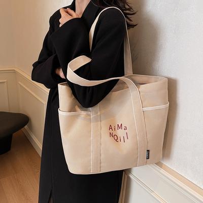 Casual Canvas Tote Bag Women'S Autumn And Winter Simple Large Capacity Going Out Light Tote Bag Commuter Bag